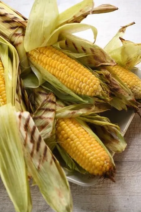 Framed Print : Delicate, juicy corn on the cob in husk cooked grilled Framed Print : Delicate, juicy corn on the cob in husk cooked grilled