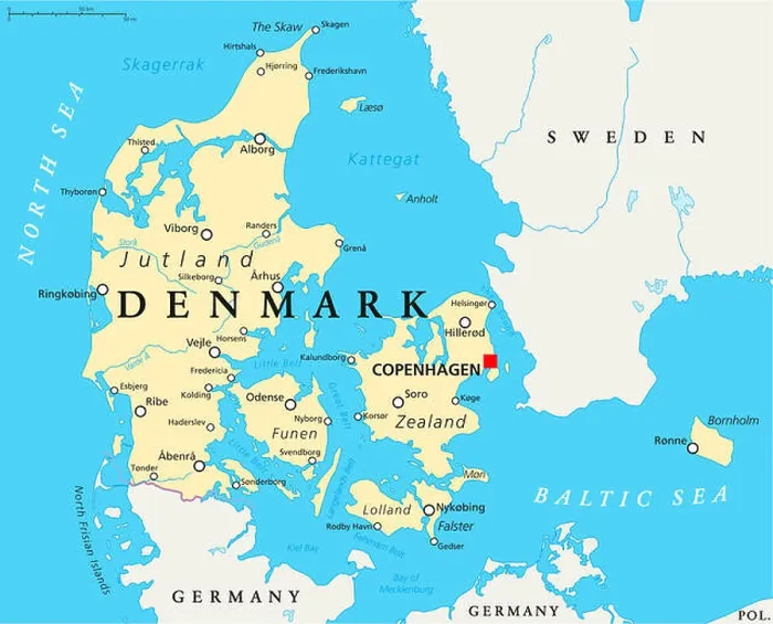 Framed Print : Denmark Political Map with capital Copenhagen Framed Print : Denmark Political Map with capital Copenhagen