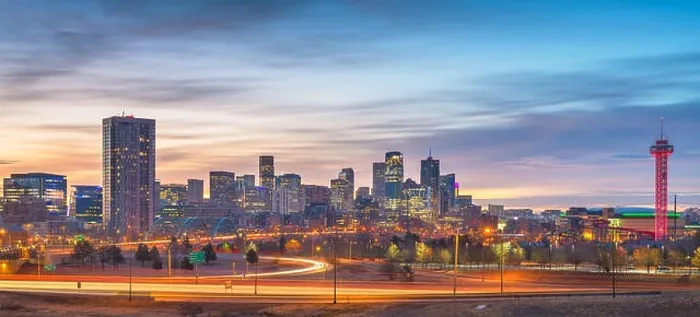 Framed Print : Denver, Colorado, USA downtown city skyline at dawn Framed Print : Denver, Colorado, USA downtown city skyline at dawn