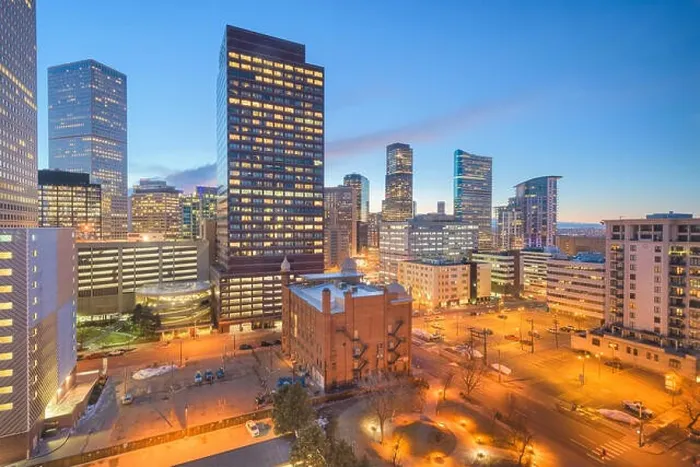 Framed Print : Denver, Colorado, USA downtown cityscape at twilight Framed Print : Denver, Colorado, USA downtown cityscape at twilight