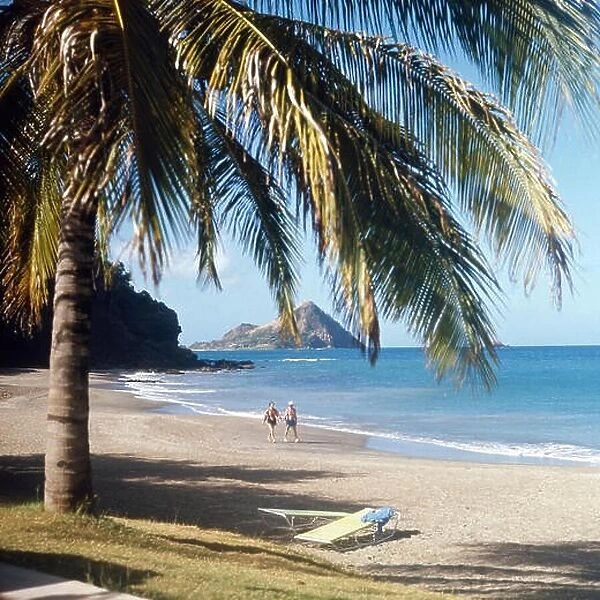 Der traumhafte Reduld Beach, St. Lucia 1980er Jahre. Scenic Reduld Beach, St. Lucia 1980s