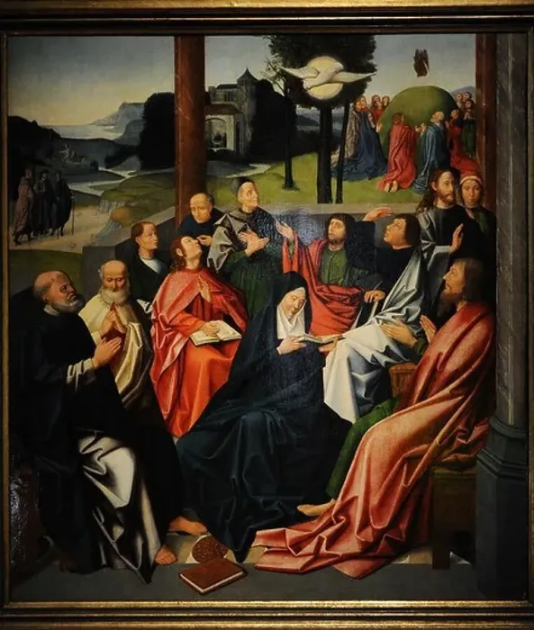 Framed Print : Descent of the Holy Spirit. Haarlem?. Late 15th century. Anonymous. Catharijneconvent Museum. Utrecht. Netherlands Framed Print : Descent of the Holy Spirit. Haarlem?. Late 15th century. Anonymous. Catharijneconvent Museum. Utrecht. Netherlands