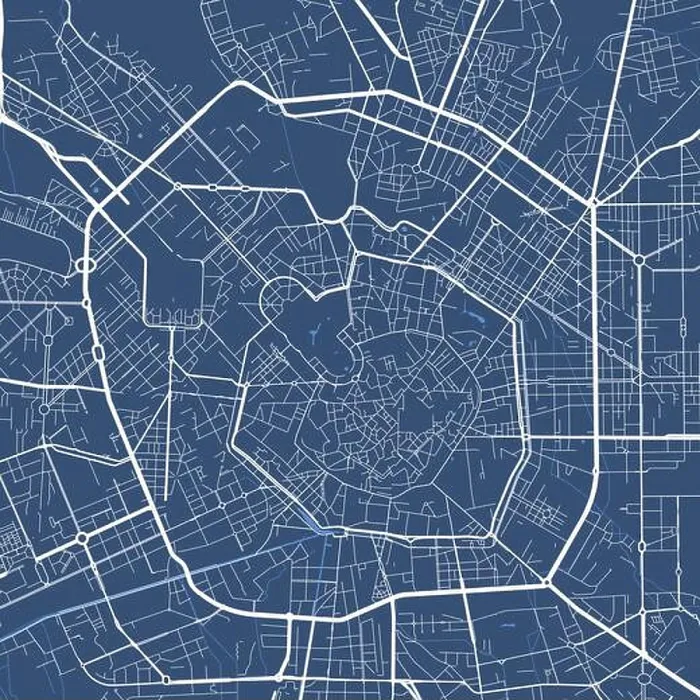 Framed Print : Detailed map poster of Milan city administrative area