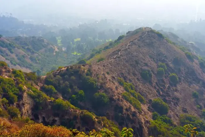 Framed Print : Detailed view of the hills and winding trails in Griffith Park