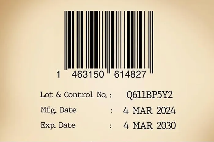 Framed Print : Details of expiry date and manufacturing date with bar code on product label Framed Print : Details of expiry date and manufacturing date with bar code on product label