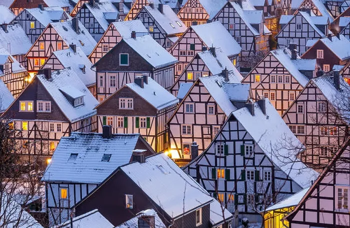 Framed Print : Details of half timbered houses Framed Print : Details of half timbered houses