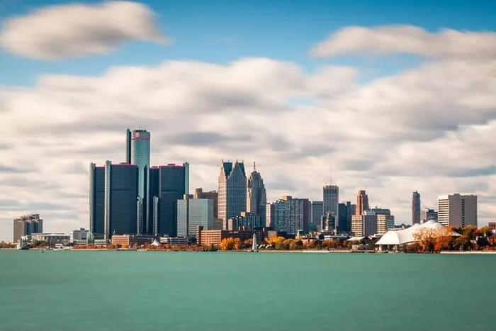 Framed Print : Detroit, Michigan, USA downtown city skyline on the Detroit River Framed Print : Detroit, Michigan, USA downtown city skyline on the Detroit River