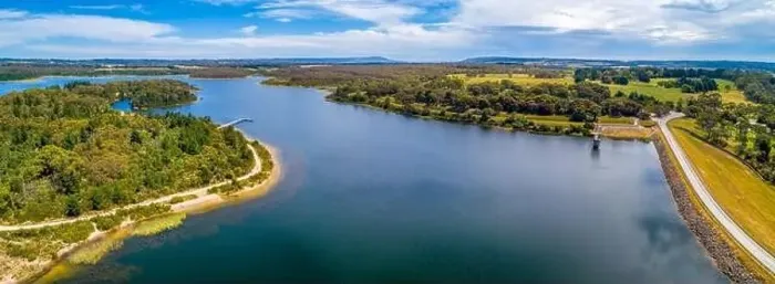Framed Print : Devilbend Reservoir Lake on Mornington Peninsula, Victoria, Australia - aerial panorama Framed Print : Devilbend Reservoir Lake on Mornington Peninsula, Victoria, Australia - aerial panorama