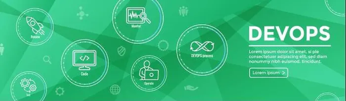 Framed Print : DevOps Icon Set w Dev Ops Web Header Banner