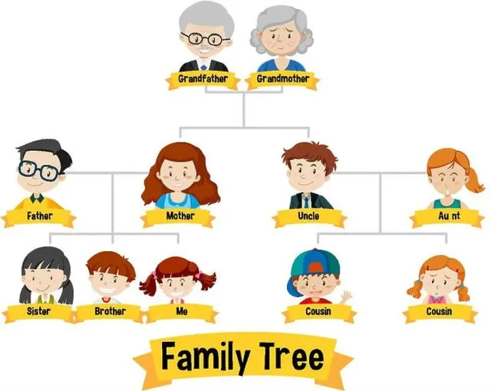 Framed Print : Diagram showing three generation family tree Framed Print : Diagram showing three generation family tree