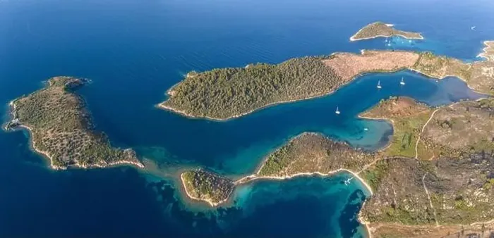 Framed Print : Diaporos Island, Halkidiki, Aerial shot Framed Print : Diaporos Island, Halkidiki, Aerial shot