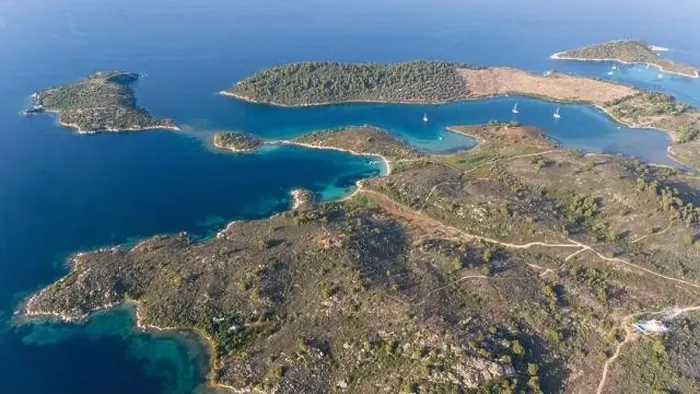 Framed Print : Diaporos Island, Halkidiki, Aerial shot Framed Print : Diaporos Island, Halkidiki, Aerial shot