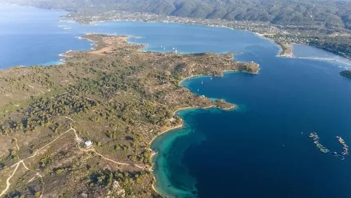 Framed Print : Diaporos Island, Halkidiki, Aerial shot Framed Print : Diaporos Island, Halkidiki, Aerial shot
