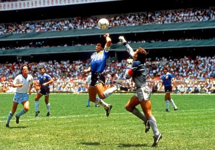 Framed Print : Diego Maradona Hand of God Framed Print : Diego Maradona Hand of God