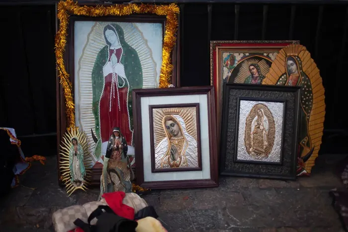 Framed Print : Different images of the Virgin of Guadalupe are displayed at the pilgrimage to Our Lady of Guadalupe Basilica in Mexico Framed Print : Different images of the Virgin of Guadalupe are displayed at the pilgrimage to Our Lady of Guadalupe Basilica in Mexico