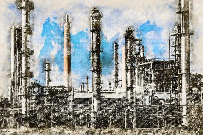 Framed Print : Digital artistic Sketch of an Oil Refinery, based on own Photography, Property Release not required Framed Print : Digital artistic Sketch of an Oil Refinery, based on own Photography, Property Release not required