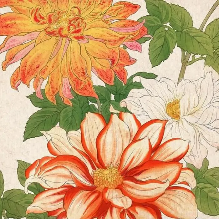 Framed Print : Digital floral design featuring a lively color palette on textured beige Framed Print : Digital floral design featuring a lively color palette on textured beige