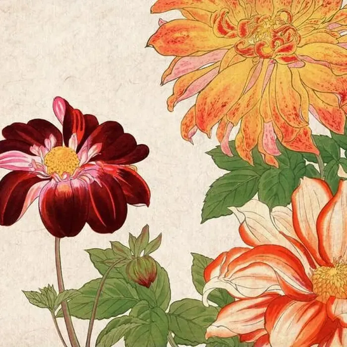 Framed Print : Digital floral design featuring a lively color palette on textured beige Framed Print : Digital floral design featuring a lively color palette on textured beige