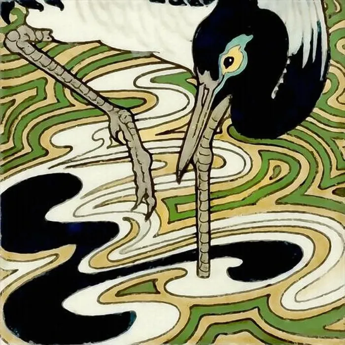 Framed Print : Digital oriental crane design on a textured background Framed Print : Digital oriental crane design on a textured background