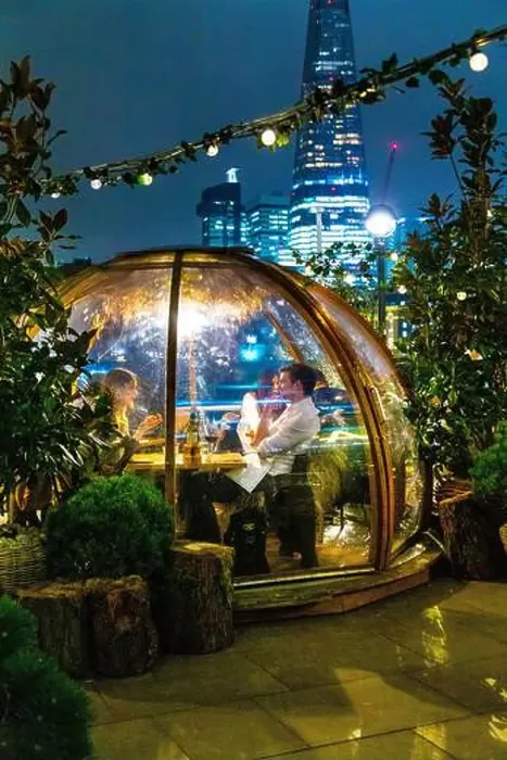 Framed Print : Dining igloos at Coppa Club on the Thames riverbank, London, UK Framed Print : Dining igloos at Coppa Club on the Thames riverbank, London, UK