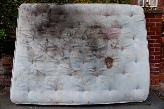 Framed Print : Dirty mattress left in a North London Street Framed Print : Dirty mattress left in a North London Street