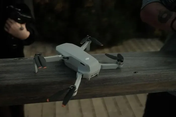 Framed Print : DJI Mini Drone before taking off - Brighton Beach, Melbourne - 27 February 2023