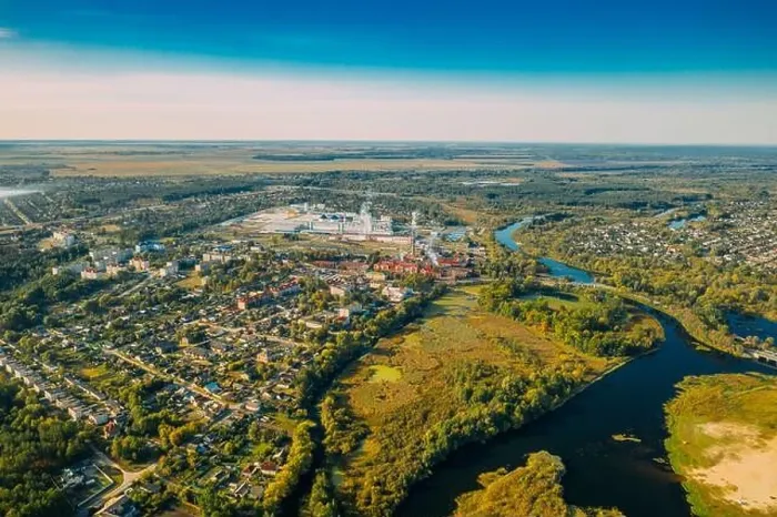 Framed Print : Dobrush, Gomel Region, Belarus. Aerial View Of Skyline Cityscape In Summer Day Framed Print : Dobrush, Gomel Region, Belarus. Aerial View Of Skyline Cityscape In Summer Day