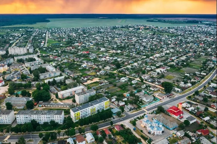 Framed Print : Dobrush, Gomel Region, Belarus. Aerial View Of Dobrush Cityscape Skyline In Spring Sunset Sunrise Time. Residential District And River In Bird's-eye V Framed Print : Dobrush, Gomel Region, Belarus. Aerial View Of Dobrush Cityscape Skyline In Spring Sunset Sunrise Time. Residential District And River In Bird's-eye V