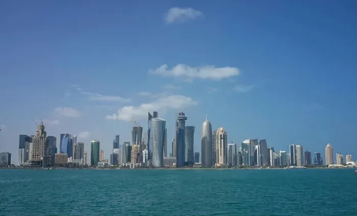 Framed Print : Doha city skyline on waterfront, Doha, Qatar