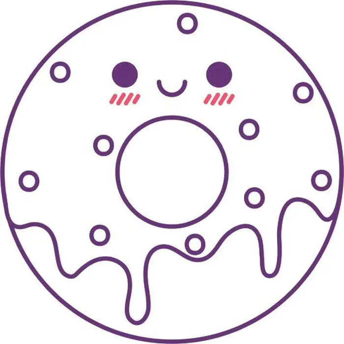 Framed Print : donut cartoon line style icon design, Kawaii food cute expression character funny and emoticon theme Vector illustration