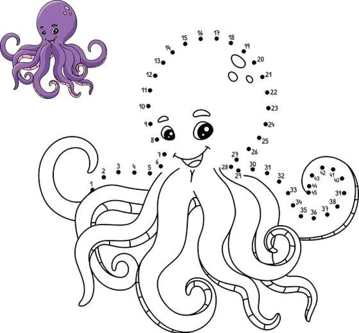 Framed Print : Dot to Dot Octopus Coloring Page for Kids Framed Print : Dot to Dot Octopus Coloring Page for Kids