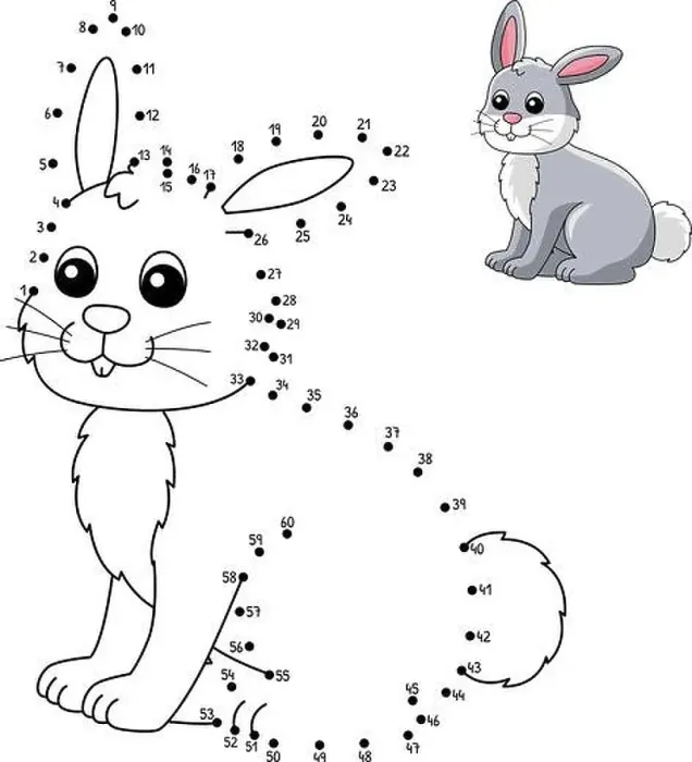 Framed Print : Dot to Dot Rabbit Coloring Page for Kids Framed Print : Dot to Dot Rabbit Coloring Page for Kids
