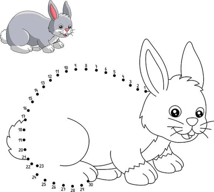 Framed Print : Dot to Dot Rabbit Coloring Page for Kids Framed Print : Dot to Dot Rabbit Coloring Page for Kids