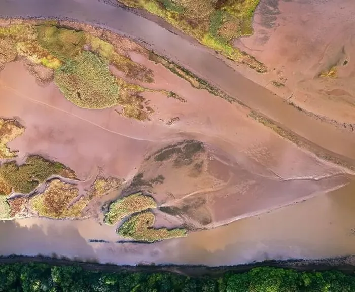 Framed Print : Top Downe view of Tidal Creek at River Teign from a drone, Newton Abbot, Devon, England Framed Print : Top Downe view of Tidal Creek at River Teign from a drone, Newton Abbot, Devon, England