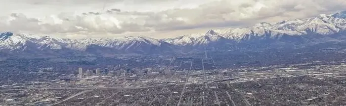 Framed Print : Downtown Salt Lake City Panoramic view of Wasatch Front Rocky Mountains from airplane in early spring winter with Framed Print : Downtown Salt Lake City Panoramic view of Wasatch Front Rocky Mountains from airplane in early spring winter with