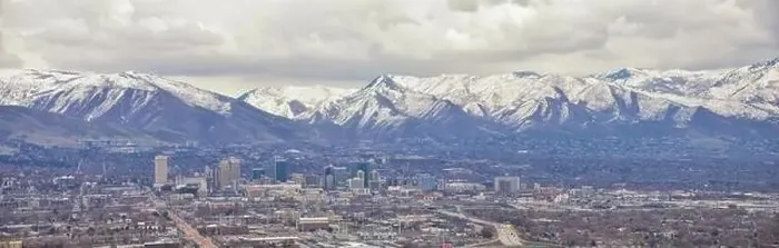 Framed Print : Downtown Salt Lake City Panoramic view of Wasatch Front Rocky Mountains from airplane in early spring winter with Framed Print : Downtown Salt Lake City Panoramic view of Wasatch Front Rocky Mountains from airplane in early spring winter with
