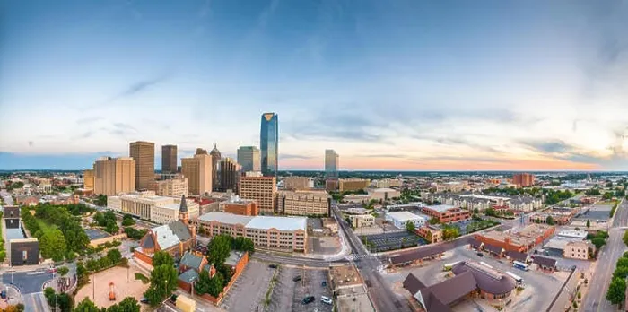 Framed Print : Downtown skyline of Oklahoma City, Oklahoma, USA at twilight Framed Print : Downtown skyline of Oklahoma City, Oklahoma, USA at twilight