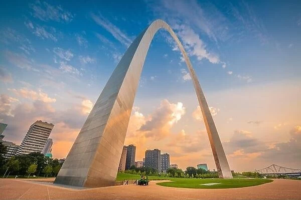 Downtown St. Louis, Missouri, USA viewed from below the arch