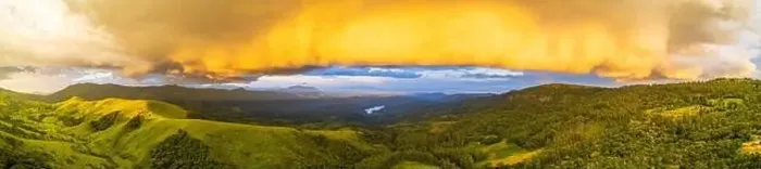 Framed Print : A dramatic sunset can be seen in Zimbabwe's Bvumba mountains from a drone Framed Print : A dramatic sunset can be seen in Zimbabwe's Bvumba mountains from a drone