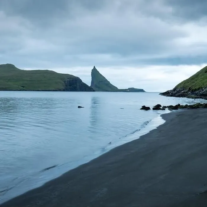 Framed Print : Dramatic view on Drangarnir and Tindholmur sea stacks in Atlantic ocean, Faroe Islands. Landscape photography