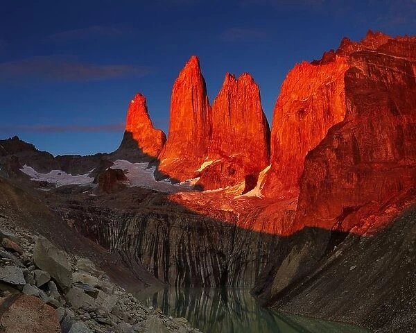 Dramatical sunrise in Torres del Paine national park, Patagonia, Chile