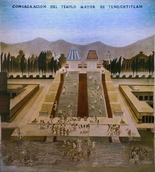 Framed Print : Drawing. Consecration of Tenochtitlan Great Temple. Mexico City, Museum of the City. Location: CITY MUSEUM, MEXICO CITY Framed Print : Drawing. Consecration of Tenochtitlan Great Temple. Mexico City, Museum of the City. Location: CITY MUSEUM, MEXICO CITY