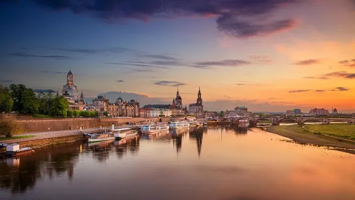 Framed Print : Dresden, Germany. Panoramic cityscape image of Dresden, Germany with reflection of the city in the Elbe river, during sunset Framed Print : Dresden, Germany. Panoramic cityscape image of Dresden, Germany with reflection of the city in the Elbe river, during sunset