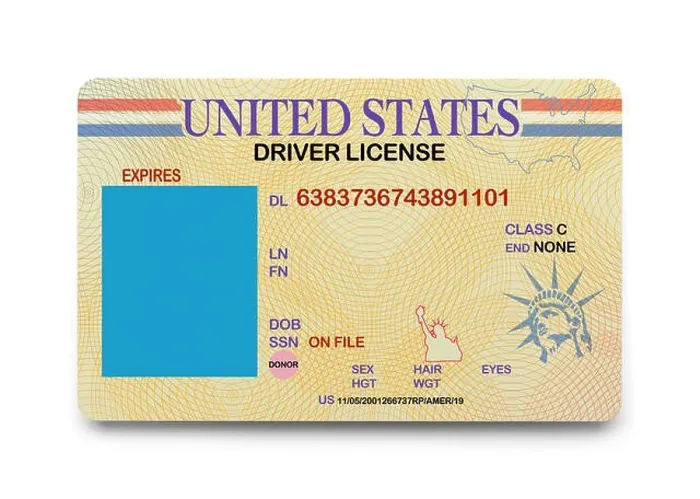 Framed Print : US Driver License with Copy Space Isolated on White Background Framed Print : US Driver License with Copy Space Isolated on White Background