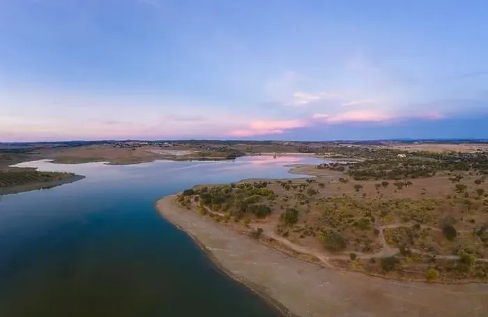 Framed Print : Drone aerial panorama of a dam lake reservoir landscape in Terena, Portugal Framed Print : Drone aerial panorama of a dam lake reservoir landscape in Terena, Portugal