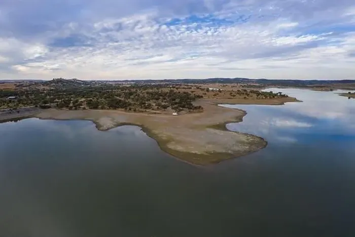 Framed Print : Drone aerial panorama of a dam lake reservoir landscape in Terena, Portugal Framed Print : Drone aerial panorama of a dam lake reservoir landscape in Terena, Portugal