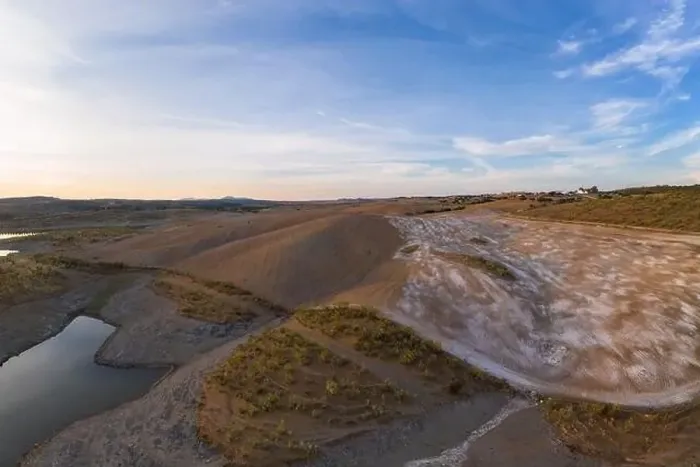 Framed Print : Drone aerial panorama of a desert like hill landscape with marble stones dust at sunset in Terena, Portugal Framed Print : Drone aerial panorama of a desert like hill landscape with marble stones dust at sunset in Terena, Portugal