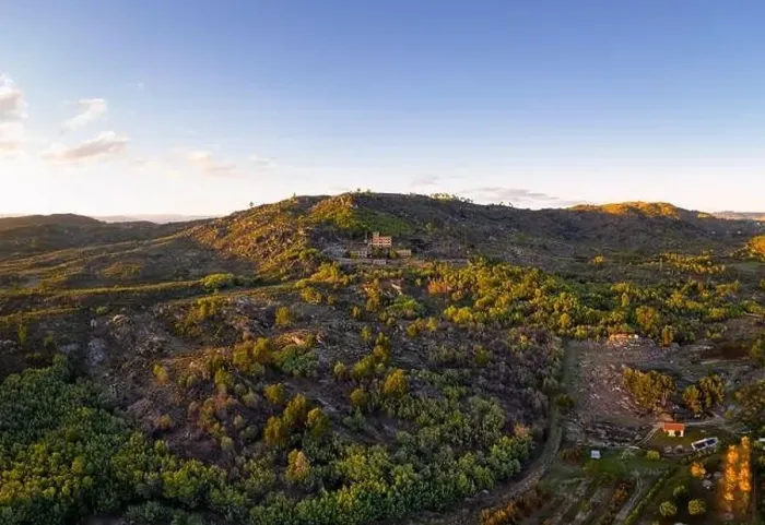 Framed Print : Drone aerial panorama of Termas Radium Hotel Serra da Pena at sunset in Sortelha, Portugal Framed Print : Drone aerial panorama of Termas Radium Hotel Serra da Pena at sunset in Sortelha, Portugal