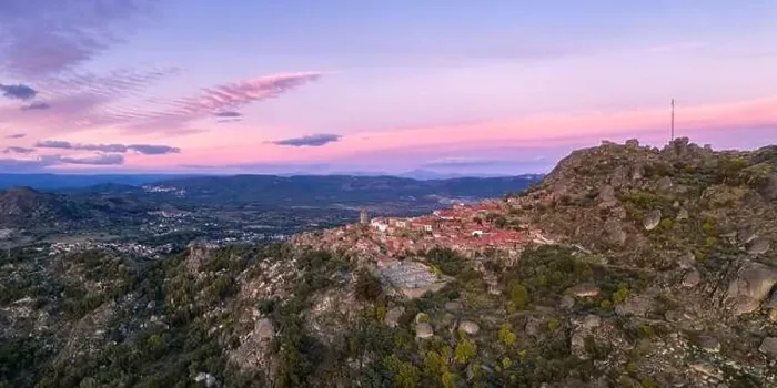 Framed Print : Drone aerial panorama view of Monsanto historic village at sunset, in Portugal Framed Print : Drone aerial panorama view of Monsanto historic village at sunset, in Portugal