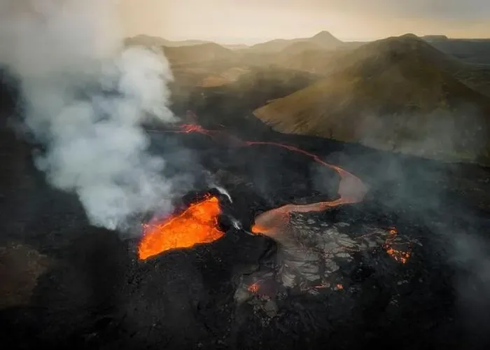 Framed Print : Drone aerial photo of Icelands 2023 Iceland Volcano Eruption Framed Print : Drone aerial photo of Icelands 2023 Iceland Volcano Eruption